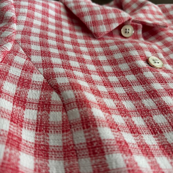 Tommy Hilfiger Pink Gingham Short Sleeve Tweed Button-Up Top – Size 4 - Picture 12 of 14